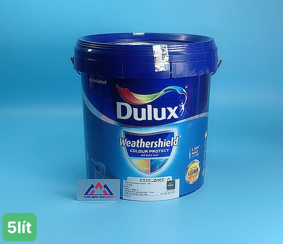 Sơn Dulux Weathershield Colour Protect bề mặt mờ E015 Base A 5L, màu 71754