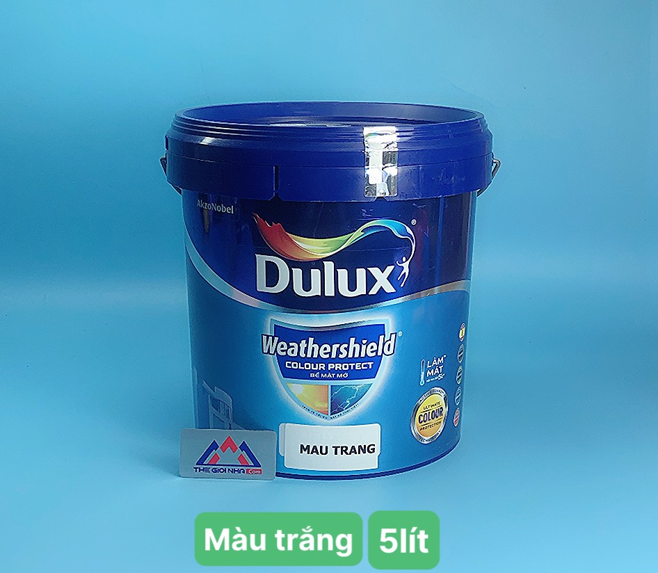 Sơn Dulux Weathershield Colour Protect bề mặt mờ E015 Base A 5L, màu trắng