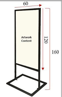 Standee khung sắt 60x160cm (phủ bì hết khung 66x160cm)