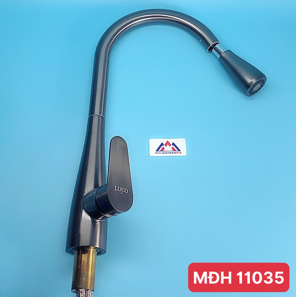 Vòi rửa bát nóng lạnh inox, rút, màu ghi MC-1214E Luco