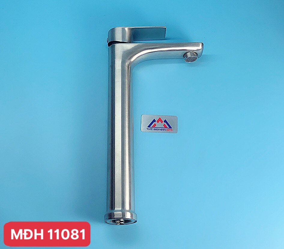 Vòi rửa mặt nóng lạnh I304 tròn dài 30cm, MỜ, đầu tay vuông MC- 1005