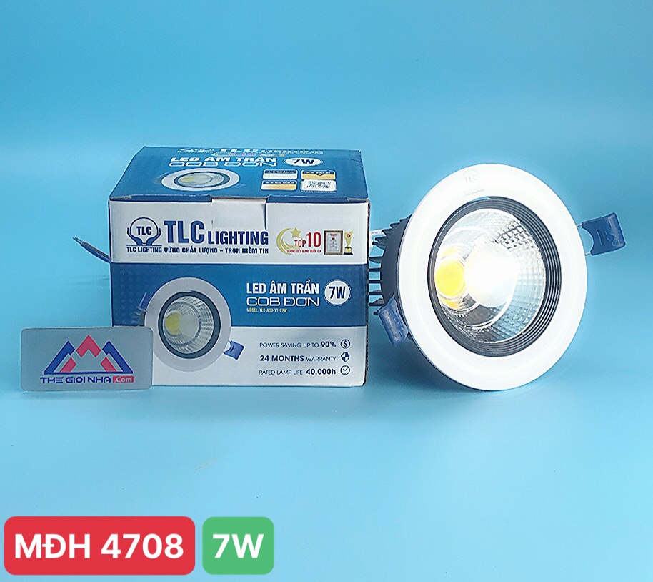 Đèn led âm trần đơn cob 7W TLC-ACO-TT-07W-03, ánh sáng vàng