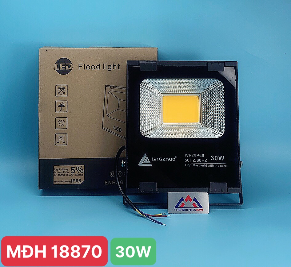 Đèn pha led 30W Lingzhao DPL-003-1, ánh sáng vàng, Kích thước hộp màu 190*48*224