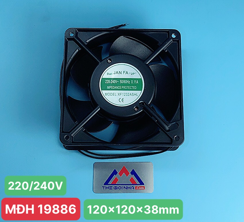 Quạt tản nhiệt Janfa XF1232ASHL, kích thước 120x120x38mm, điện áp AC 220/240V