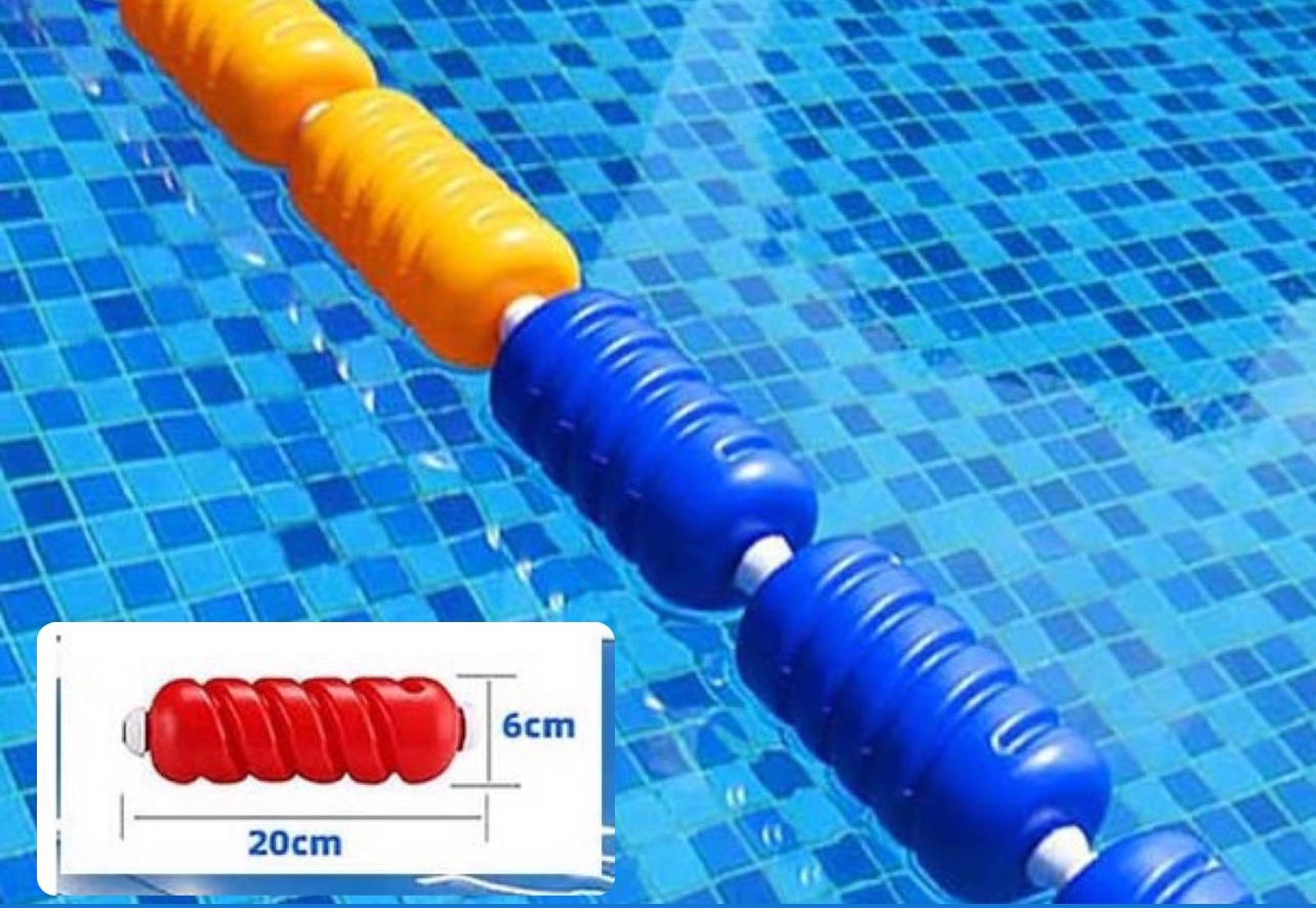 Dây phân làn bể bơi kích thước đốt phao 20x6cm, chiều dài 50m ( kèm 2 móc)