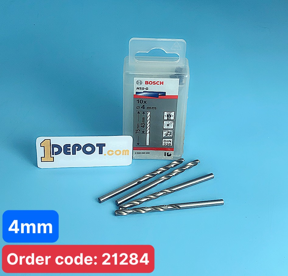 Bộ mũi khoan sắt, thép HSS-G Bocsh 2608595059, đường kính 4mm , 1 hộp/10 mũi