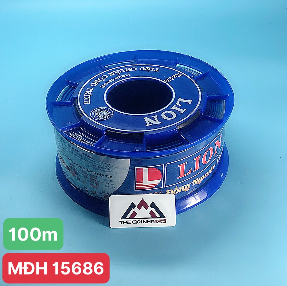 Dây điện đơn mềm Lion Vcm 0.75 màu xanh dương, ruột đồng, cách điện PVC, cuộn 100m