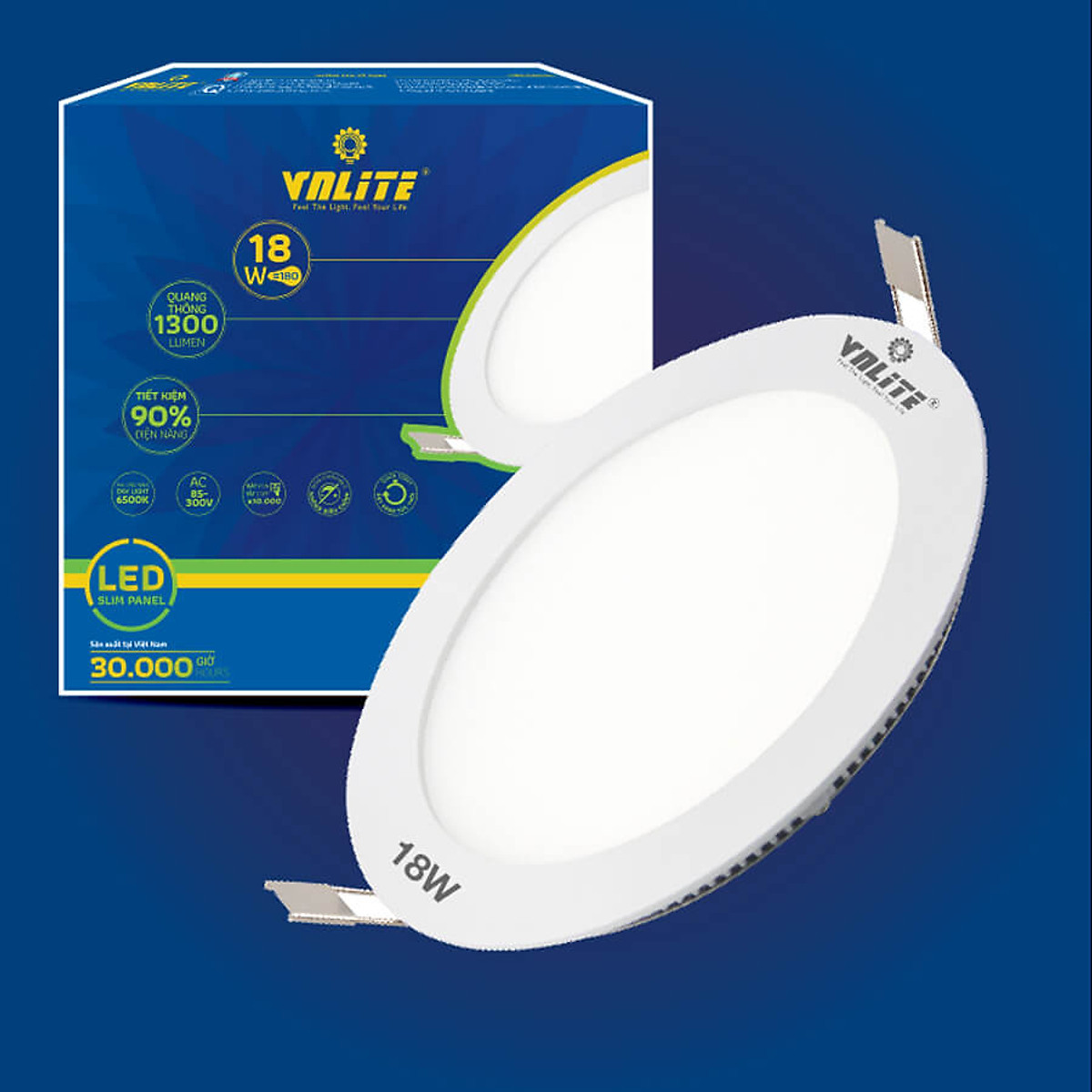 Đèn Led âm trần tròn màu vàng 18W Vnlite