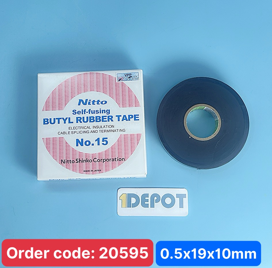 Băng keo cao su chống thấm nước Nitto-Shinko No.15, Cách điện 42KV, kích thước 0.5mmx19mmx10m