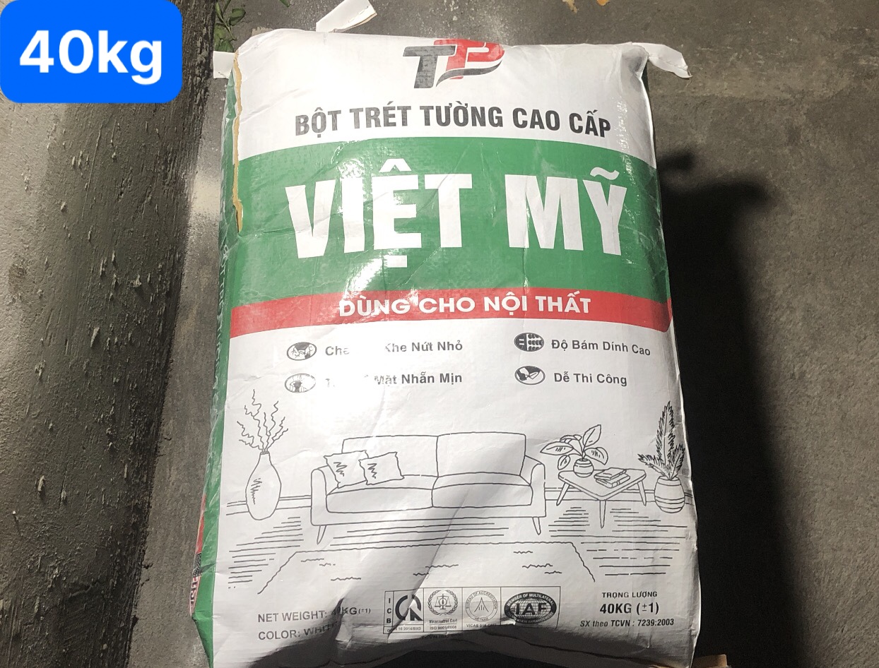 Bột trét tường cao cấp Việt Mỹ nội thất, 40kg
