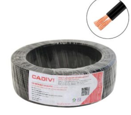 Dây điện Cadivi VCMD 2x2.5 màu đen, 0.6/1KV, cuộn 100m, giá theo mét