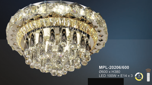 Đèn chùm Andora MPL-20206/600 Ø600*H380, LED 100W+E14+3