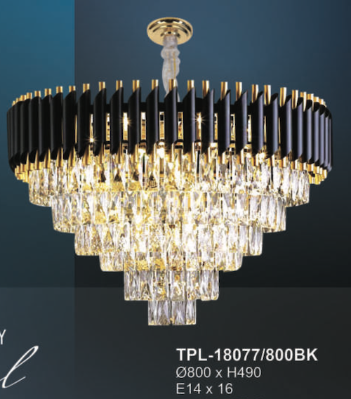 Đèn chùm Andora TPL-18077/800BK Ø800*H490, E14x11, màu đen