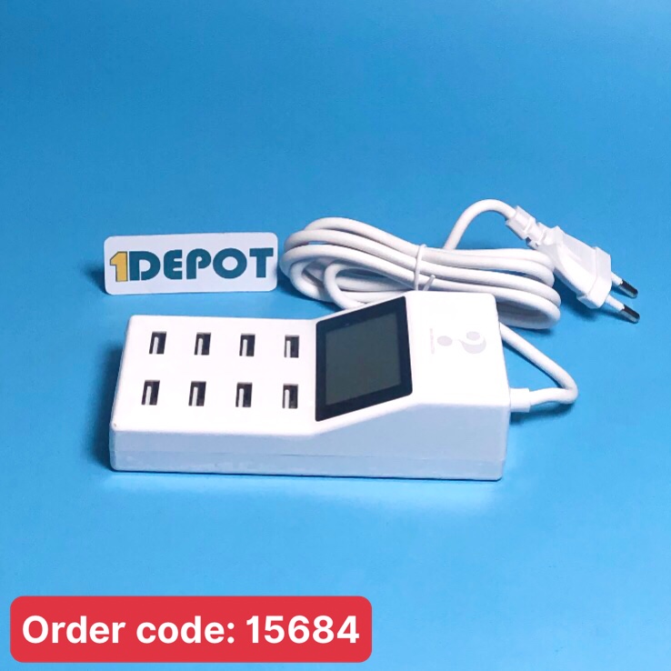 Ổ cắm sạc USB 8 cổng OEM, điện áp đầu vào 100-240V 50-60HZ, đầu ra 5V/8A, màn hình led hiển thị trạng thái sạc