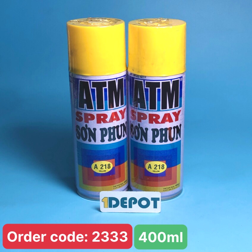 Sơn xịt ATM spray A218 màu vàng 400ml (yellow), 12 chai/ 1 thùng