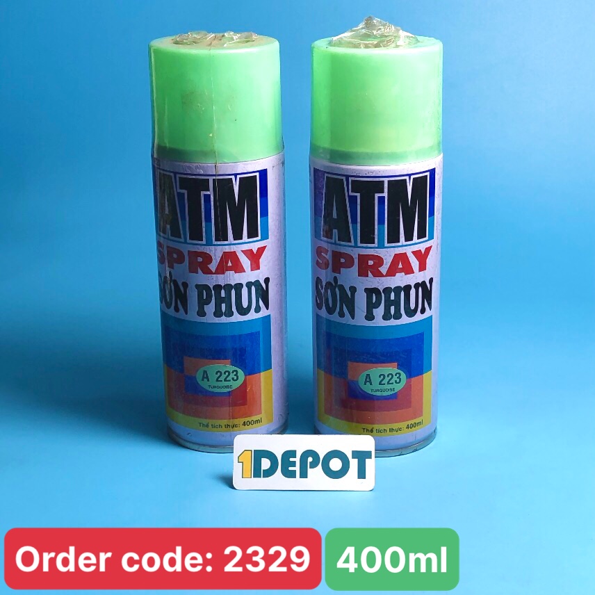 Sơn xịt Atm spray A223 màu xanh ngọc 400ml (turquoise), 12 chai/ 1 thùng