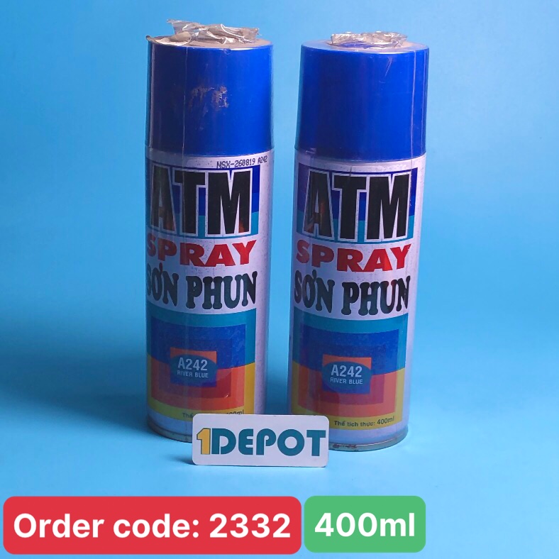 Sơn xịt ATM spray a242 màu xanh dương 400ml (river blue), 12 chai/ 1 thùng
