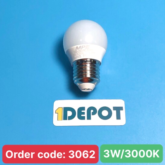 Bóng đèn Led Bulb 3W MPE LBD-3V, ánh sáng vàng, đóng gói 1 cái/ hộp, 100 cái/ thùng