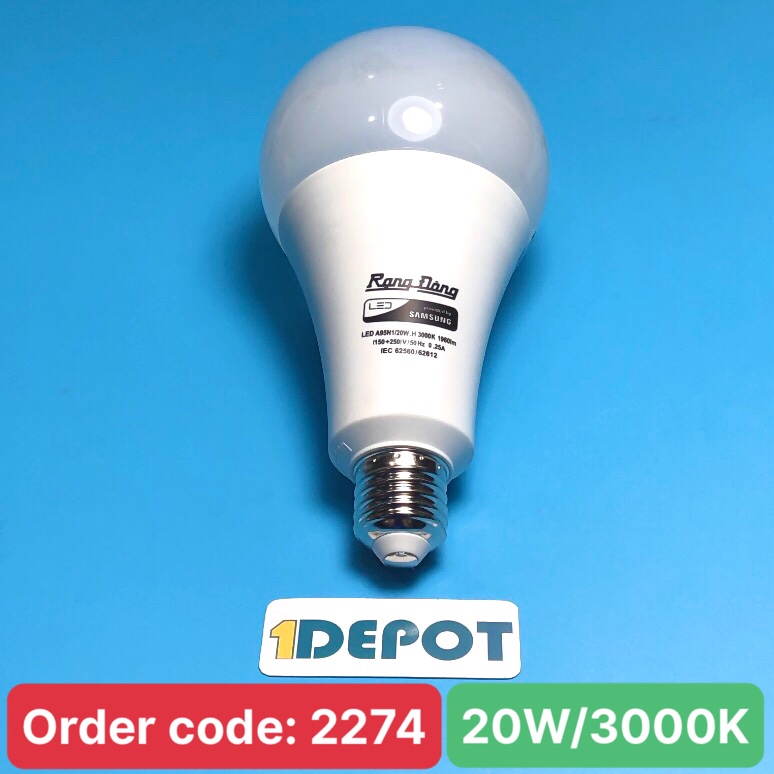 Bóng đèn led bulb tròn 20w Rạng Đông led a95n1/20w.h ánh sáng vàng