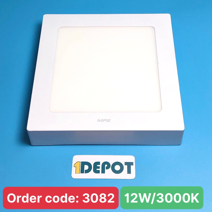 Đèn led panel ốp trần nổi vuông 12W MPE SSPL-12V, ánh sáng vàng, kích thước 170x170x35 mm, đóng gói 1 cái/hộp, 30 cái/thùng