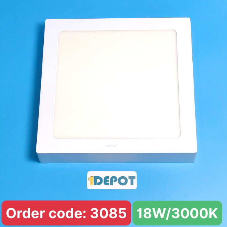 Đèn led panel ốp trần nổi vuông 18W MPE SSPL-18V, ánh sáng vàng, kích thước 217x217x35 mm, đóng gói 1 cái/hộp, 20 cái/thùng