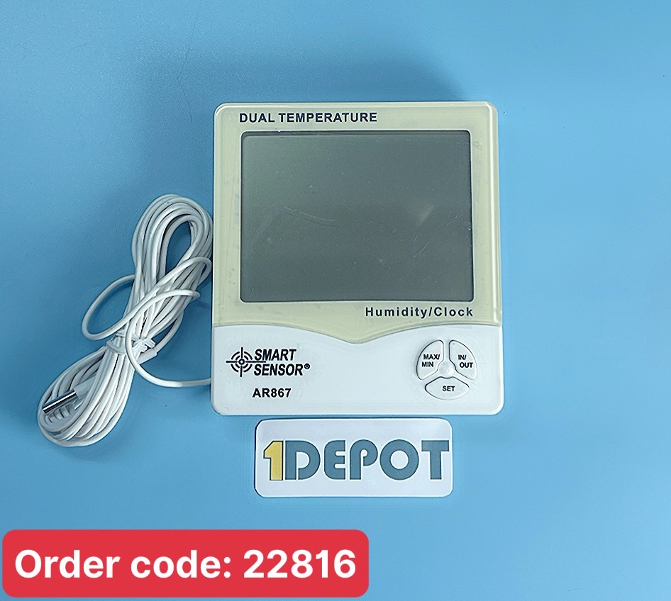 Nhiệt ẩm kế điện tử SmartSensor AR867, dải đo nhiệt độ Indoor -10~50°C / Outdoor -50~70°C , dải đo độ ẩm 20~90%RH