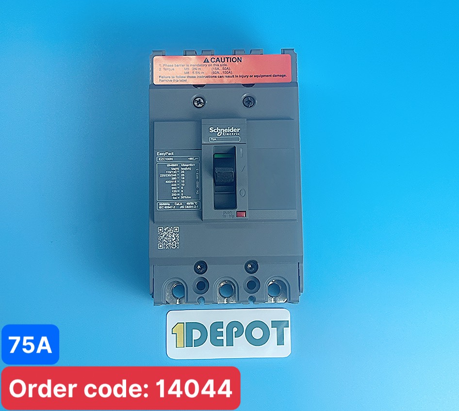 Cầu dao tự động dạng khối MCCB Easypact EZC100, 3P Type N, Icu=15kA/415V, 75A Schneider EZC100N3075