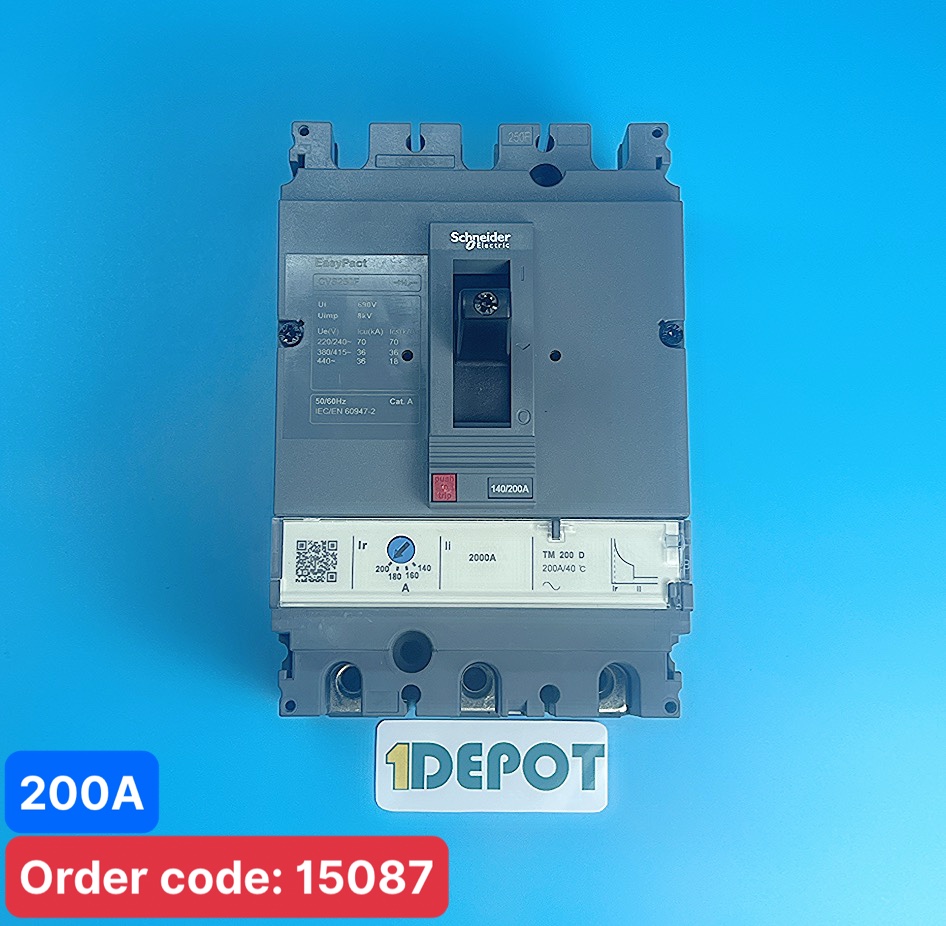 Cầu dao tự động dạng khối MCCB Easypact EZC100/250, 3P Type F, Icu=36kA/415V, loại CVS250F, 200A Schneider LV525332