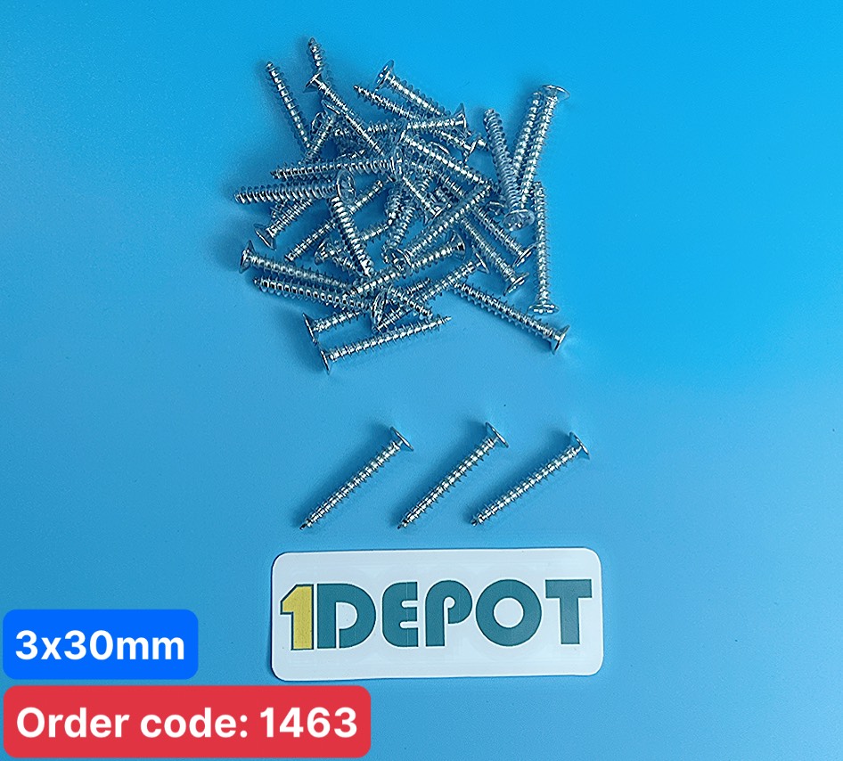 Vít đầu bằng đuôi nhọn 3F, KT 3x30mm, đóng gói 100g(~37 con)