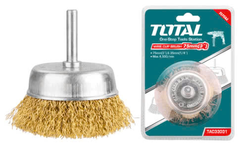 Chén cước đánh gỉ bằng thau đường kính 50mm cán 6mm Total TAC33021