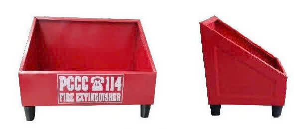 Kệ để bình chữa cháy đôi có chân, chất liệu tôn, kích thước 300x400mm