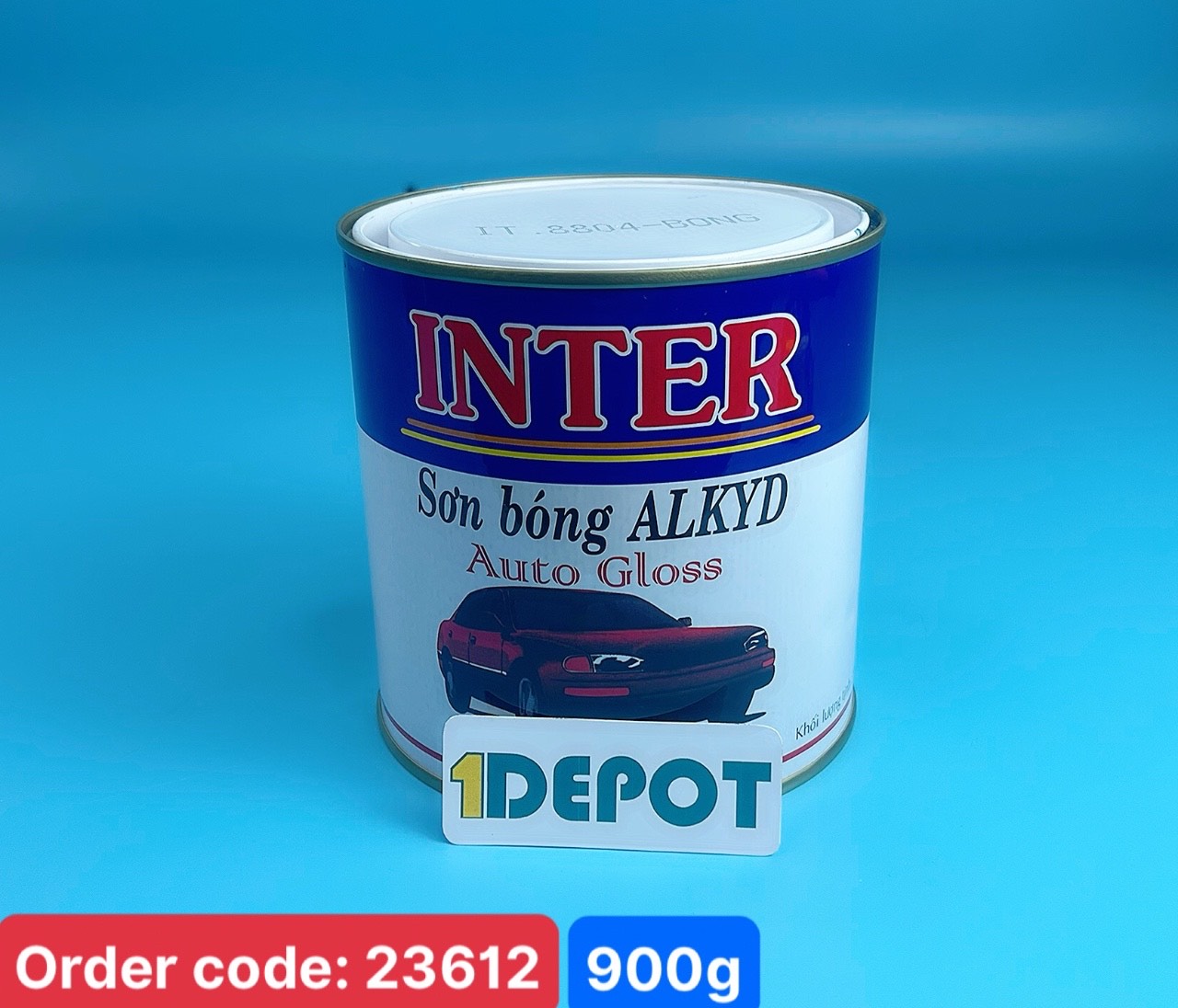 Sơn alkyd vân bông Inter hoa văn IT8804 màu xanh 900G