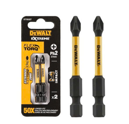 Mũi vặn vít (vĩ 2 mũi) PH2 57mm Flextorq Dewalt DT70532T-QZ