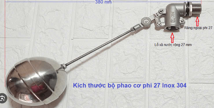 Phao cơ inox 304 phi 27 – (DN20) hay 3/4″ inch