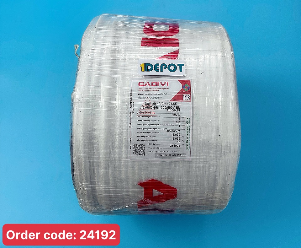 Dây điện đôi Cadivi VCmt-2×2.5 mm2 – 300/500V