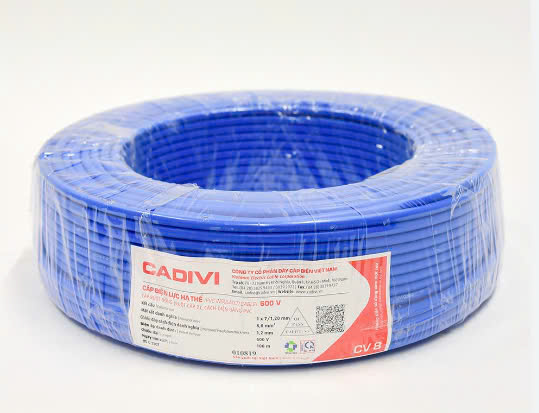 Dây điện đơn CV 3.5 Cadivi, màu xanh cuộn 100m