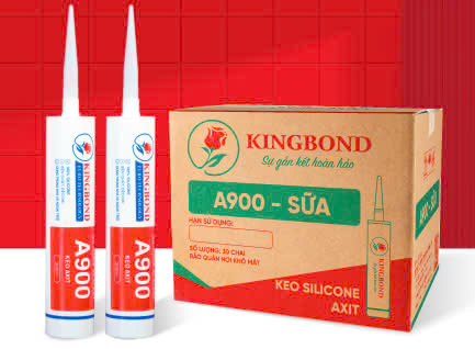 Keo Silicone Axit KingBond A900 300ml, màu trắng sữa