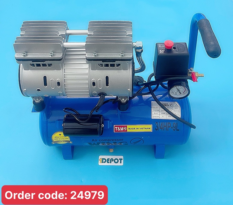 Máy nén khí không dầu giảm âm Wing TW-OF550-9L, 3/4 HP, 220v