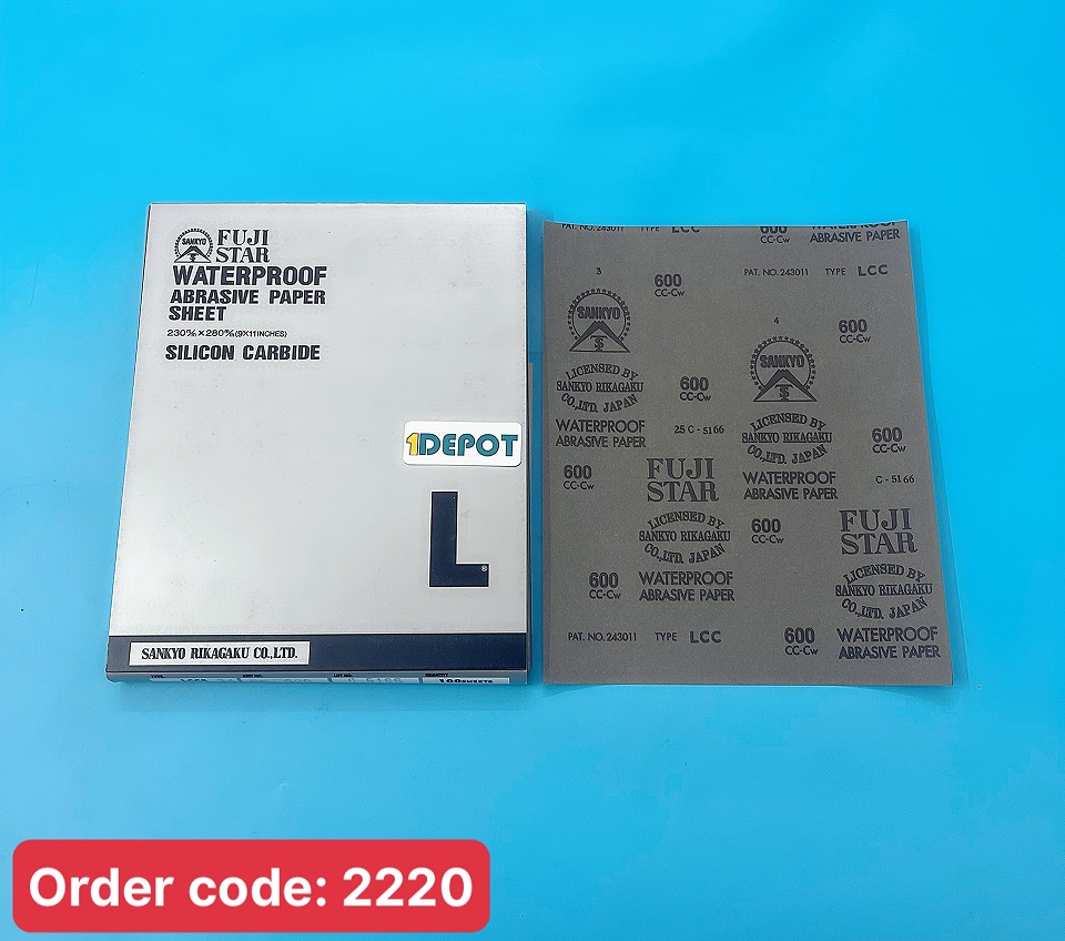 Giấy nhám tờ chịu nước FUJISTAR P-600, kích thước 230mm x 280mm, độ mịn P600