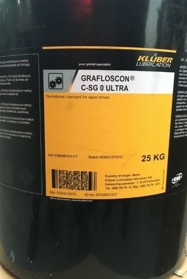 Mỡ Chịu Nhiệt Kluber Grafloscon C-SG 0 Ultra, khối lượng 25kg