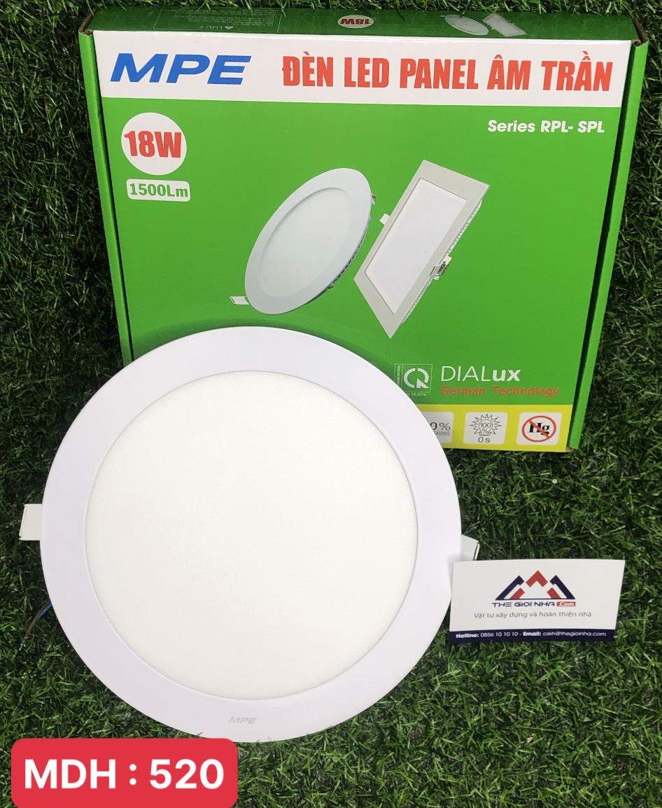 Đèn Led panel âm trần tròn 18W MPE RPL-18N ánh sáng trung tính, KT Þ225x22 mm, đục lỗ Þ205 mm