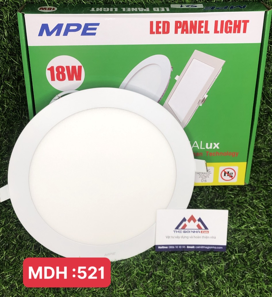 Đèn Led panel âm trần tròn 18W MPE RPL-18V ánh sáng vàng, KT Þ225x22 mm, đục lỗ Þ205 mm