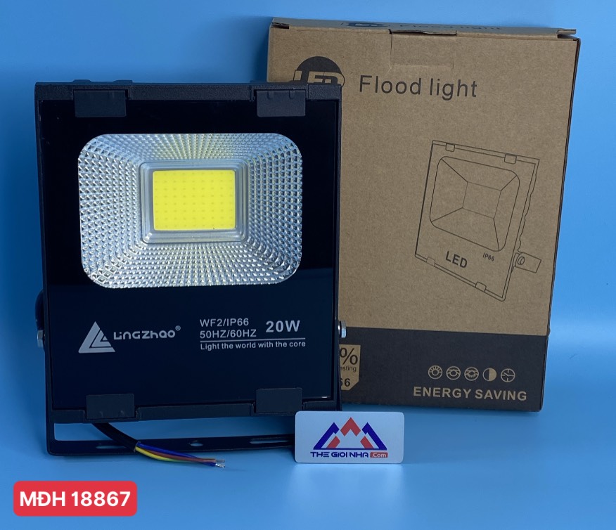 Đèn pha led 20W Lingzhao DPL-002-1, ánh sáng trắng, Kích thước hộp màu 166*48*220