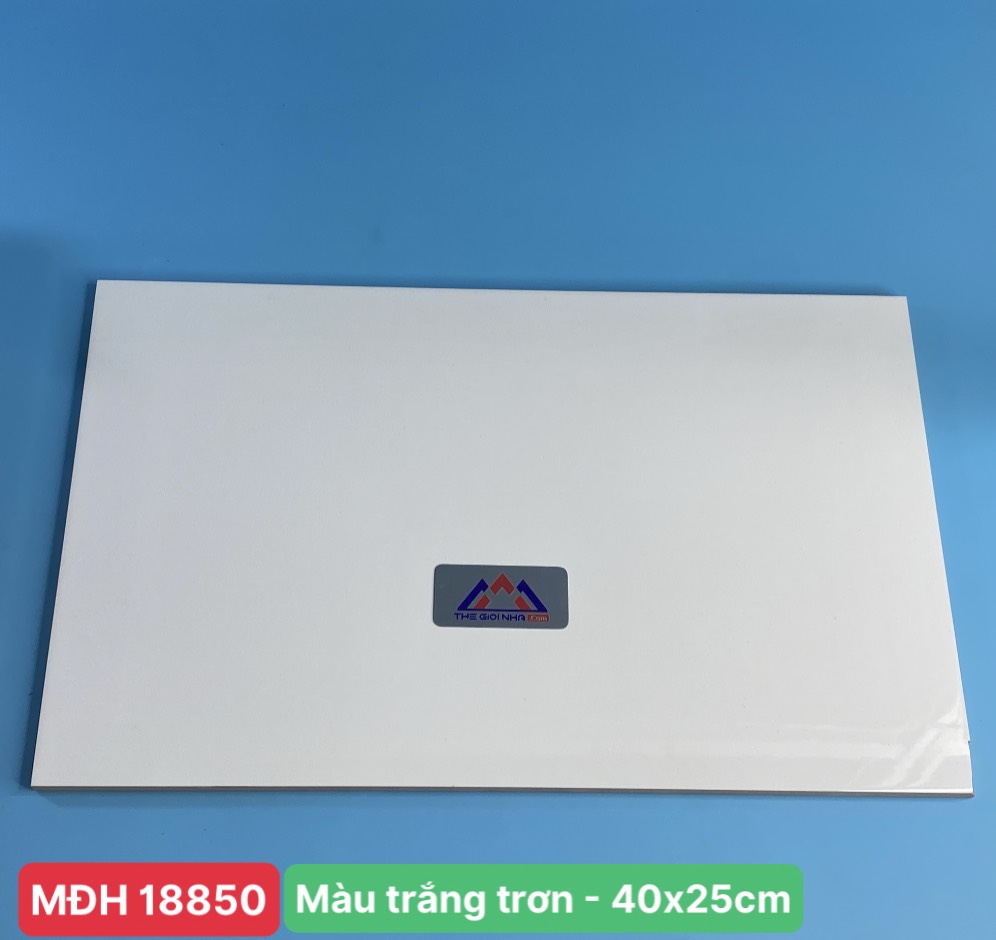 Gạch Men Bóng 25400, màu trắng trơn 25x40cm, 1 thùng=10 viên