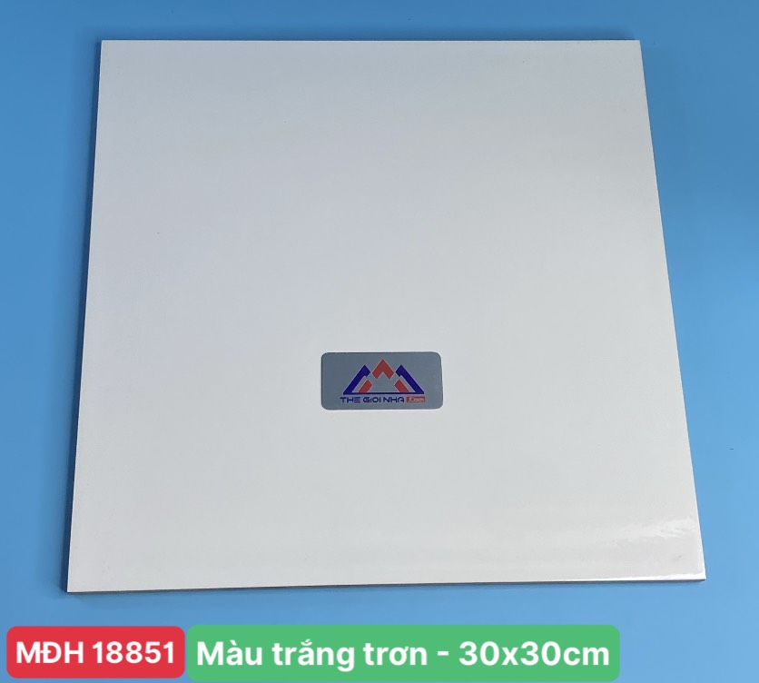 Gạch Men Bóng 300, màu trắng trơn, 30x30cm, 1 thùng = 11 viên