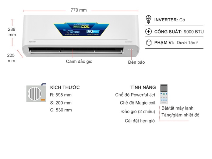 Máy lạnh Toshiba Inverter 1 HP RAS-H10C4KCVG-V/RAS-H10C4ACVG-V