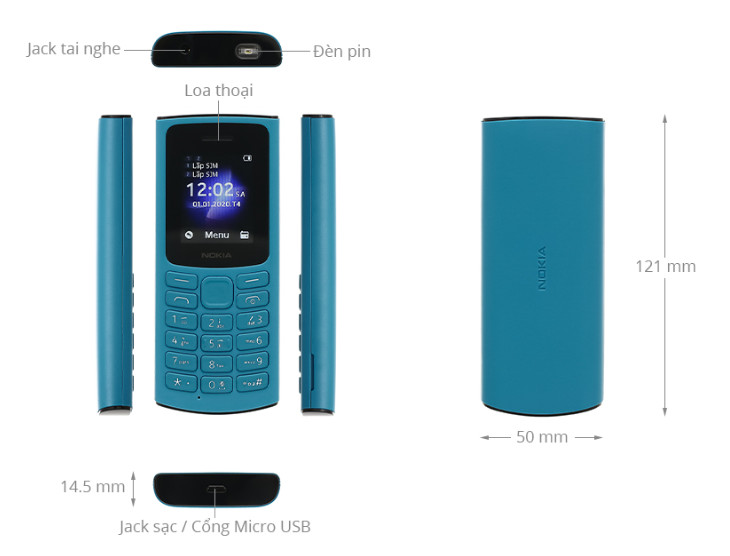 Điện thoại Nokia 105 4G 2 sim màu đen