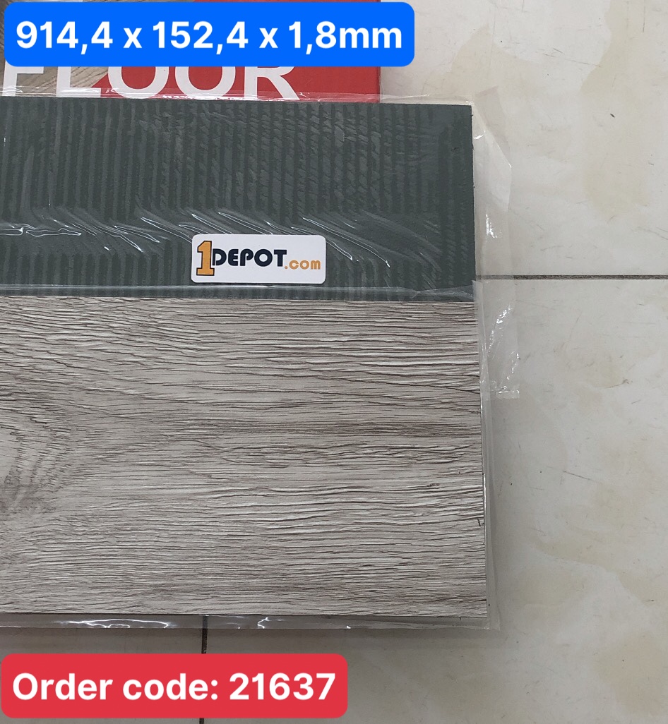 Sàn nhựa có sẵn keo, kích thước 914,4 x 152,4 x 1,8 (mm), 36 tấm/hộp