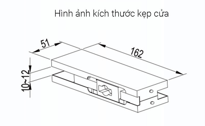 Kẹp kính thủy lực kẹp dưới Kin Long KMJ11310/14 màu bóng, độ dày cửa 10-12mm, 14 độ