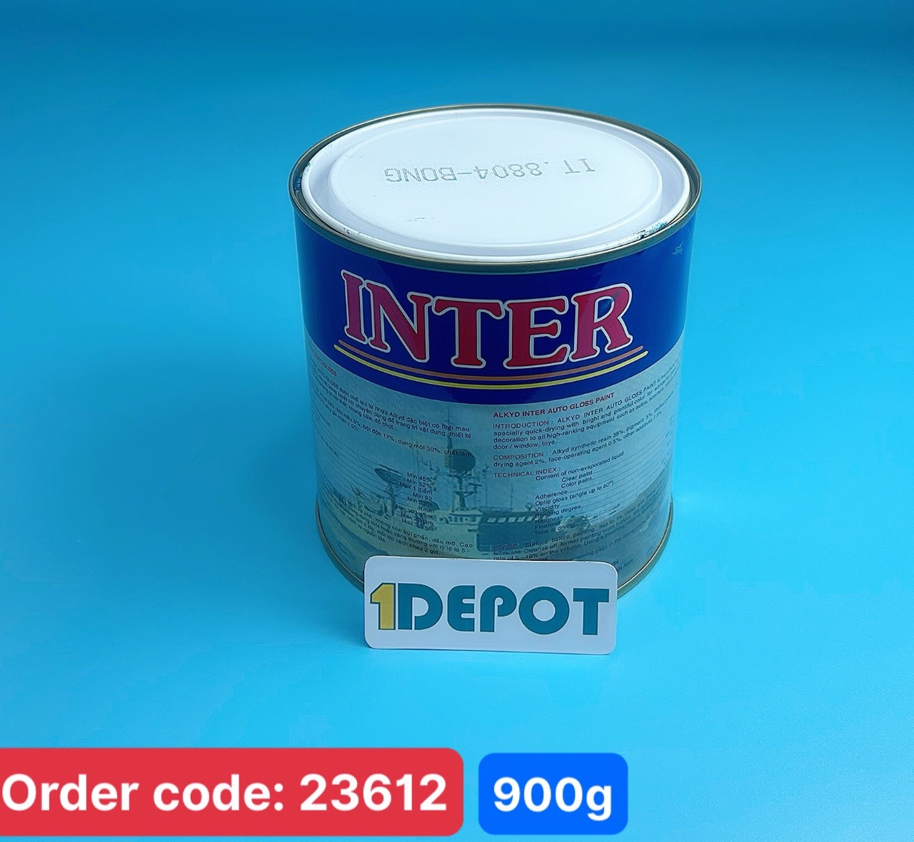 Sơn alkyd vân bông Inter hoa văn IT8804 màu xanh 900G